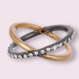 Madewell Two Tone Crossover Pave Ring - Size 7